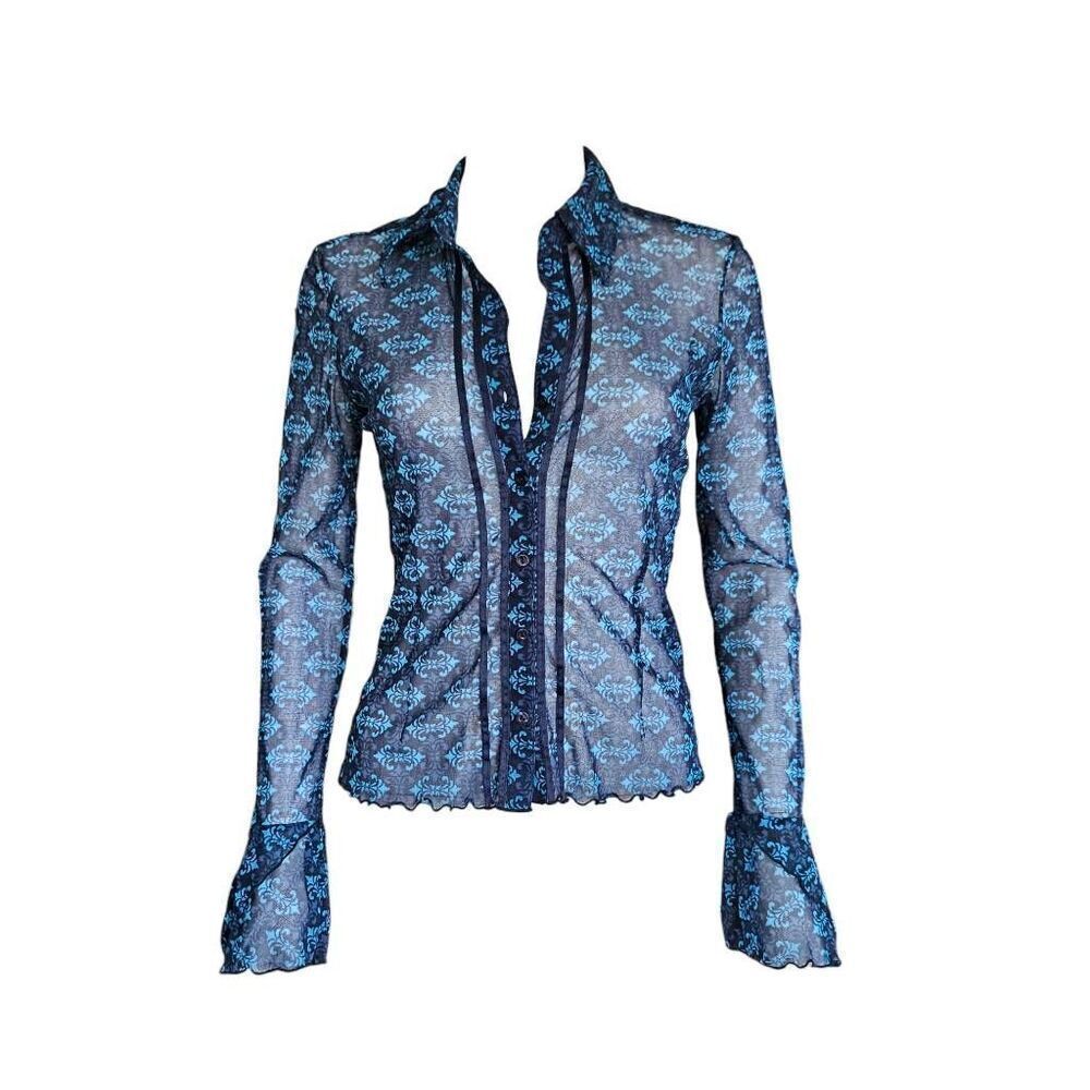 whimsigoth vintage mesh button-down